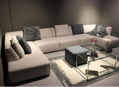 U-shaped modern corner sofa with coffee table upholstered couch living room furniture